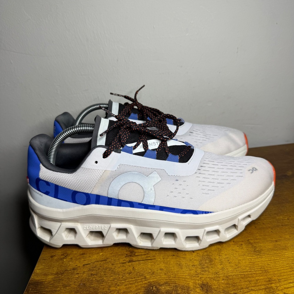 On Cloud Cloudmonster Running Shoes Womens Size 11 White Blue Orange 61.98648